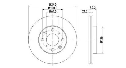 Front Discs HONDA Jazz 2002-2008 DVF240.210