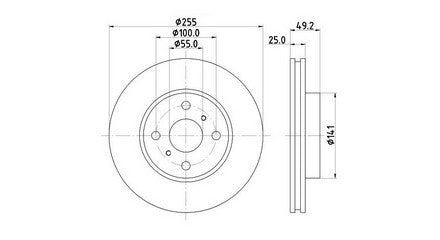Front Discs Toyota Verso RunX DVF255.250