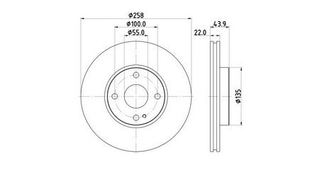 LMB DVF258.227 Front Vented Brake Disc for Mazda 2 (2015+) - 258mm Diameter