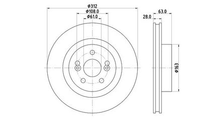 LMB Vented Front Brake Discs for Renault Clio III & Megane II - 312mm Diameter