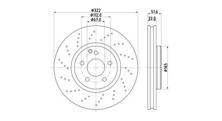 LMB Front Discs Mercedes-Benz CLS Drilled 322mm DVF322.321 SPORT